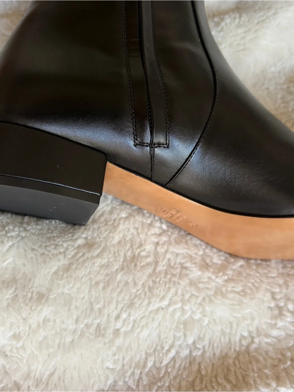 Valentino Black Leather Over-the-Knee Boot with Gold V Logo